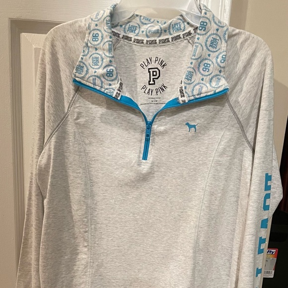 PINK Victoria's Secret Tops - Pink Victoria’s Secret Women’s Quarter Zip Logo Sweatshirt NWOT